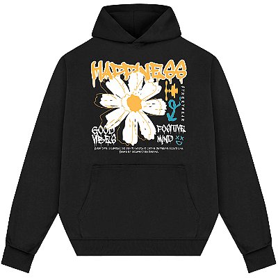 Blusão Blusa de Moletom Canguru Streetwear - Happines Good Vibes