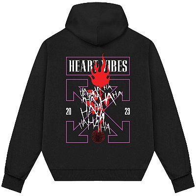 Blusão Blusa de Moletom Canguru Streetwear - Heart Vibes Fire