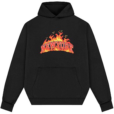 Blusão Blusa de Moletom Canguru Streetwear - New York Flame