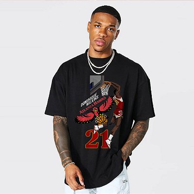Camiseta Oversized Streetwear Masculino/Feminino Dominique Wilkins - Preto