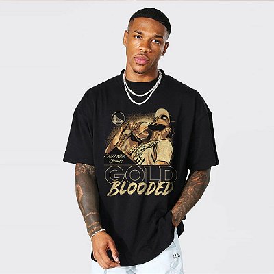 Camiseta Oversized Streetwear Masculino/Feminino Gold Blooded Stephen Curry- Preto