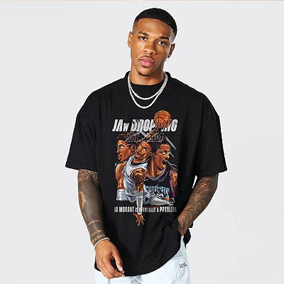 Camiseta Oversized Streetwear Masculino/Feminino Ja Morant - Preto