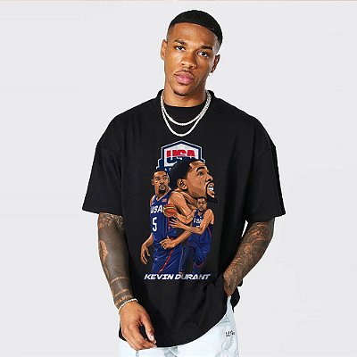 Camiseta Oversized Streetwear Masculino/Feminino Kevin Durant Usa - Preto