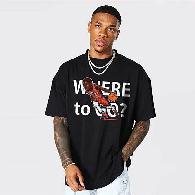Camiseta Oversized Streetwear Masculino/Feminino Kevin Durant Where To Go - Preto