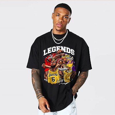 Camiseta Oversized Streetwear Masculino/Feminino Legends Basketball - Preto