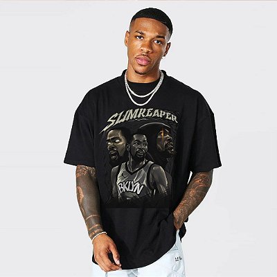 Camiseta Oversized Streetwear Masculino/Feminino Kevin Durant Sleam Reaper - Preto