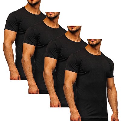 Kit 4 Camisetas Básicas Masculinas - Preto