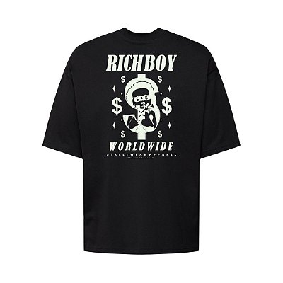 Camiseta Oversized Streetwear Masculina Estampa Costas Richboy Wordwild