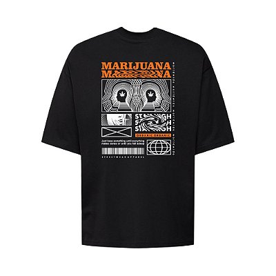 Camiseta Oversized Streetwear Masculina Estampa Costas Organic Marihuana