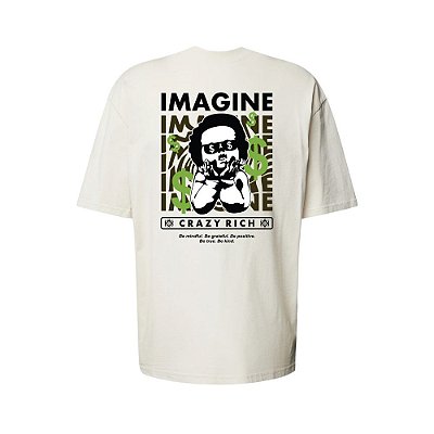 Camiseta Oversized Streetwear Masculina Estampa Costas Imagine Crazy Rich