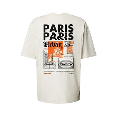 Camiseta Oversized Streetwear Masculina Estampa Costas Paris Urban