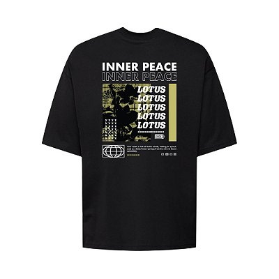 Camiseta Oversized Streetwear Masculina Estampa Costas Inner Peace