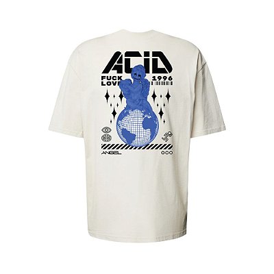 Camiseta Oversized Streetwear Masculina Estampa Costas Acid Fuck Love
