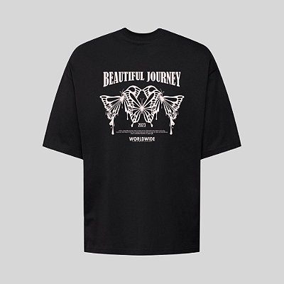 Camiseta Oversized Streetwear Masculina Estampa Costas Beautiful Jorney