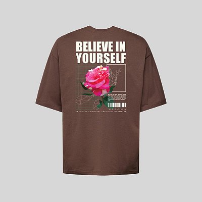 Camiseta Oversized Streetwear Masculina Estampa Costas Believe Inf Yourself
