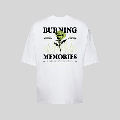 Camiseta Oversized Streetwear Masculina Estampa Costas Burning Wear