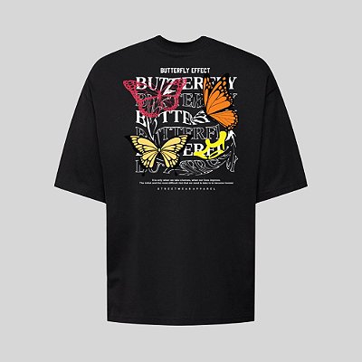 Camiseta Oversized Streetwear Masculina Estampa Costas Butterfly Effect