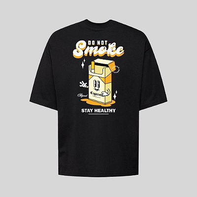 Camiseta Oversized Streetwear Masculina Estampa Costas Do Not Smoke