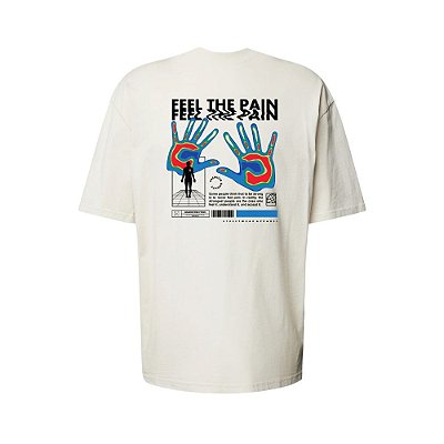 Camiseta Oversized Streetwear Masculina Estampa Costas Feel The Pain