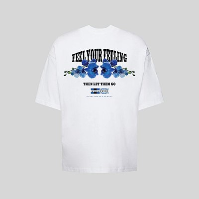 Camiseta Oversized Streetwear Masculina Estampa Costas Feel Your Feeling