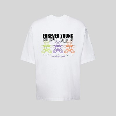 Camiseta Oversized Streetwear Masculina Estampa Costas Forever Young