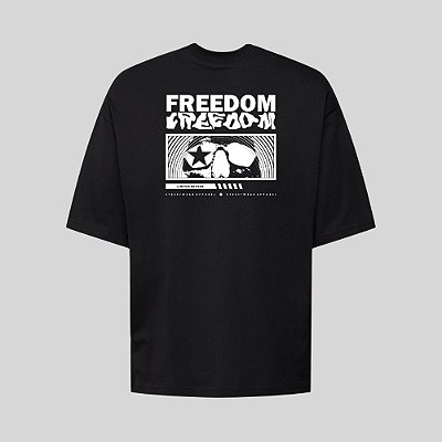 Camiseta Oversized Streetwear Masculina Estampa Costas Freedom