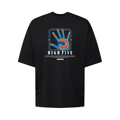 Camiseta Oversized Streetwear Masculina Estampa Costas High Five