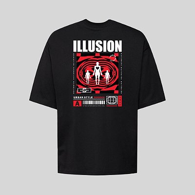 Camiseta Oversized Streetwear Masculina Estampa Costas Illusion