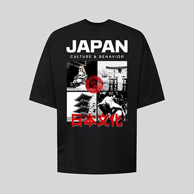 Camiseta Oversized Streetwear Masculina Estampa Costas Japan