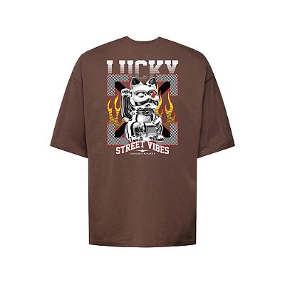 Camiseta Oversized Streetwear Masculina Estampa Costas Lucky Street Vibes