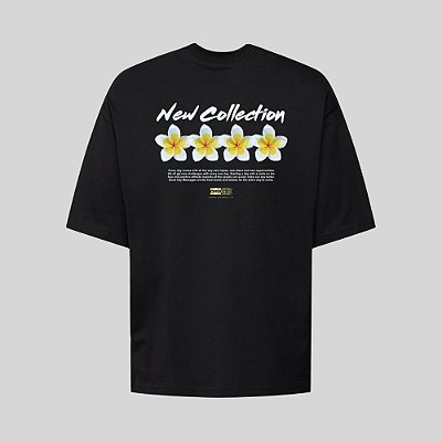 Camiseta Oversized Streetwear Masculina Estampa Costas New Collection Flowers