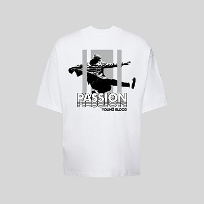Camiseta Oversized Streetwear Masculina Estampa Costas Passion Young Blood