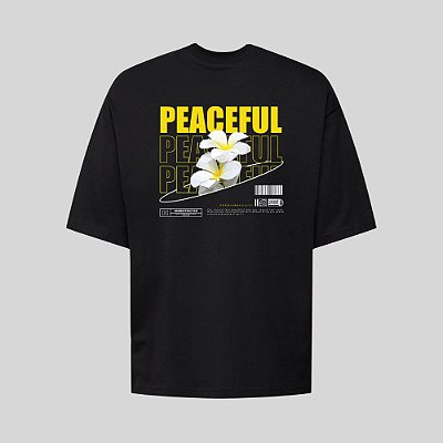Camiseta Oversized Streetwear Masculina Estampa Costas Peacefull