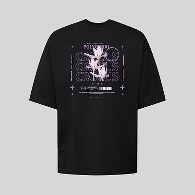 Camiseta Oversized Streetwear Masculina Estampa Costas Polygonal Crocus
