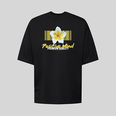 Camiseta Oversized Streetwear Masculina Estampa Costas Positive Mind