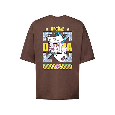 Camiseta Oversized Streetwear Masculina Estampa Costas Regime Drama