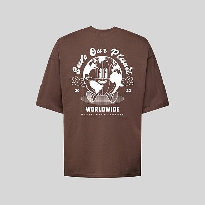 Camiseta Oversized Streetwear Masculina Estampa Costas Save Your Planet