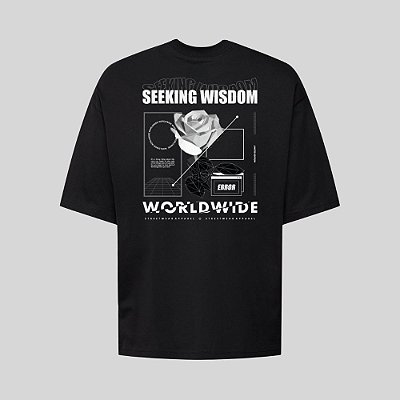 Camiseta Oversized Streetwear Masculina Estampa Costas Seeking Wisdom