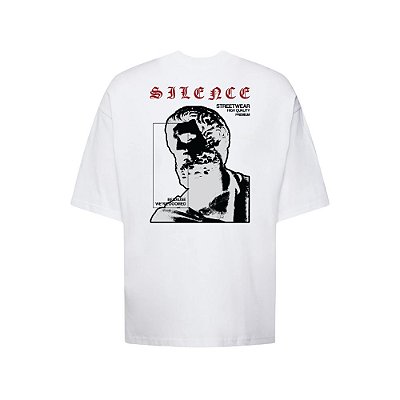 Camiseta Oversized Streetwear Masculina Estampa Costas Silence Because