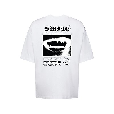 Camiseta Oversized Streetwear Masculina Estampa Costas Smile 775