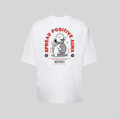 Camiseta Oversized Streetwear Masculina Estampa Costas Spread Positive Aura