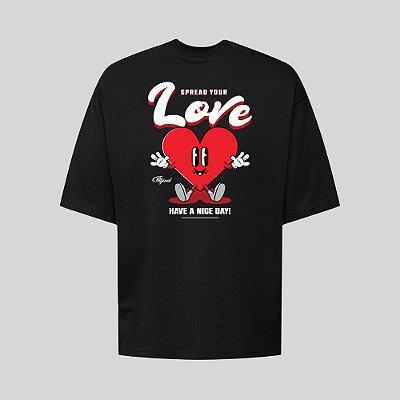 Camiseta Oversized Streetwear Masculina Estampa Costas Spread Your Love