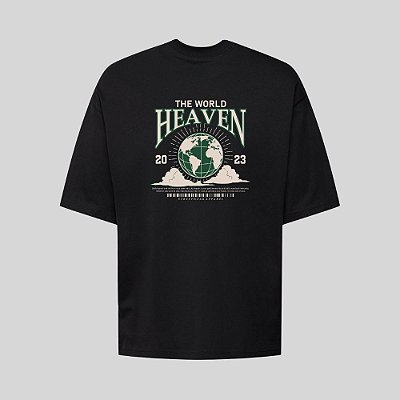 Camiseta Oversized Streetwear Masculina Estampa Costas The World Heaven