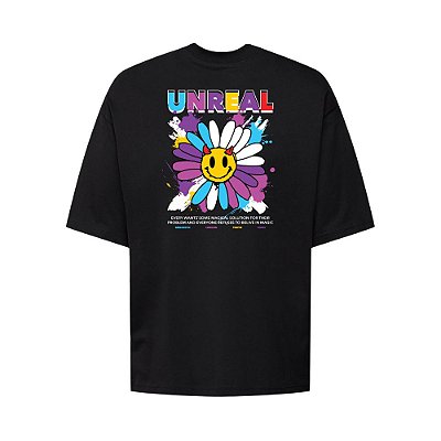 Camiseta Oversized Streetwear Masculina Estampa Costas Unreal