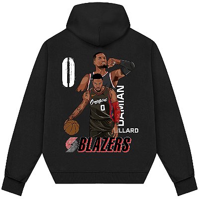Blusão Moletom Streetwear Basquete Masculino Feminino Damian Lillard - Preto