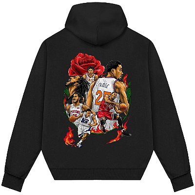 Blusão Moletom Streetwear Basquete Masculino Feminino D Rose Rosas - Preto