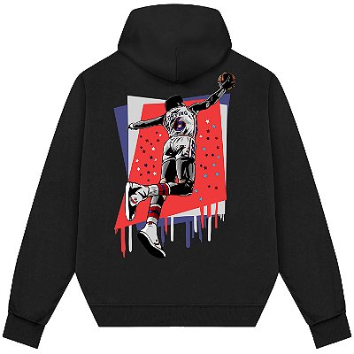Blusão Moletom Streetwear Basquete Masculino Feminino Erving Dr. J - Preto