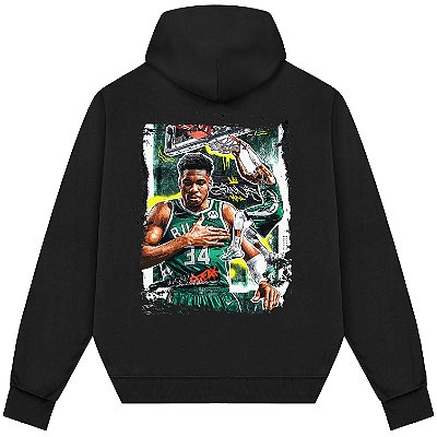 Blusão Moletom Streetwear Basquete Masculino Feminino Giannis Enterrada - Preto
