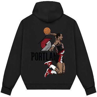 Blusão Moletom Streetwear Basquete Masculino Feminino Clyde Drexler - Preto