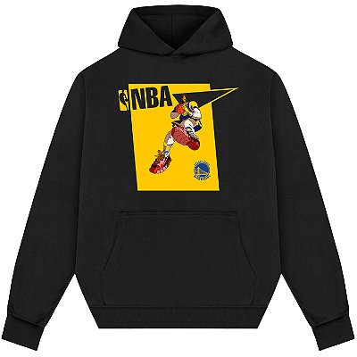Blusão Moletom Streetwear Basquete Masculino Feminino Mascote Golden State - Preto